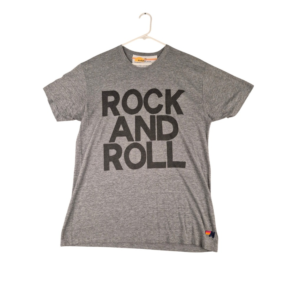 Aviator Nation Mens Rock And Roll Graphic T-Shirt Heather Gray XL Made In USA
